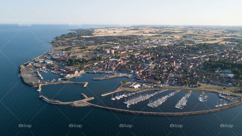 Ystad harbour from above 