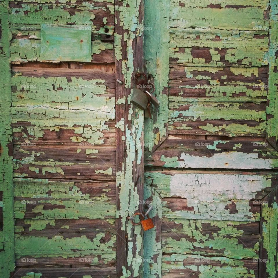 double locked. an old door on a Greek island