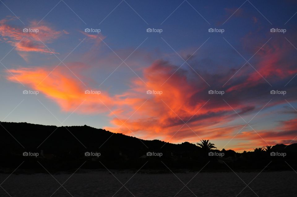 Sunset on Sardinia island 