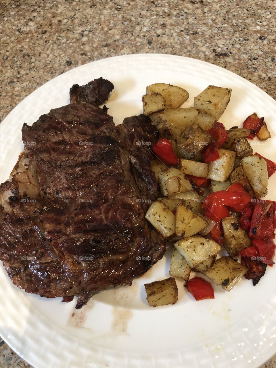 Delicious steak and potatoes. 