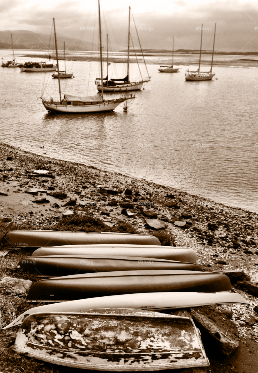 california boats fog peaceful by probie15