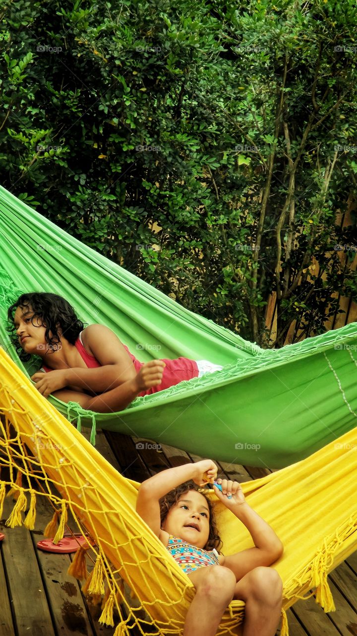 Girls resting in the hammock