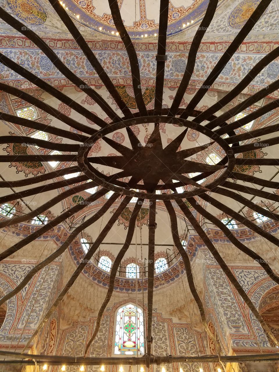 chandelier holder in the blue mosque in Istanbul Turkey