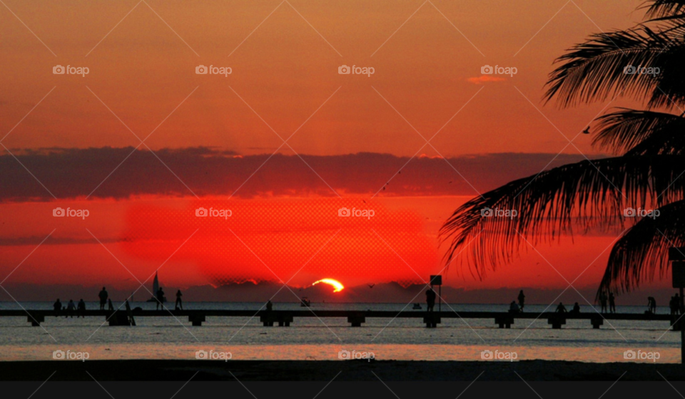 ocean sky sunset orange by lightanddrawing