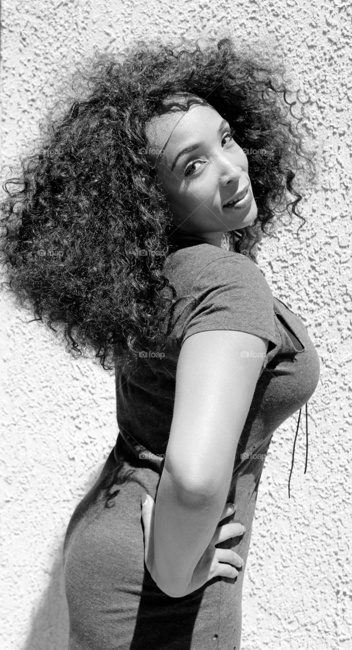 Woman posing on white backgrounds
