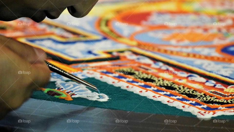 Tibetan Monk Creating Mandala