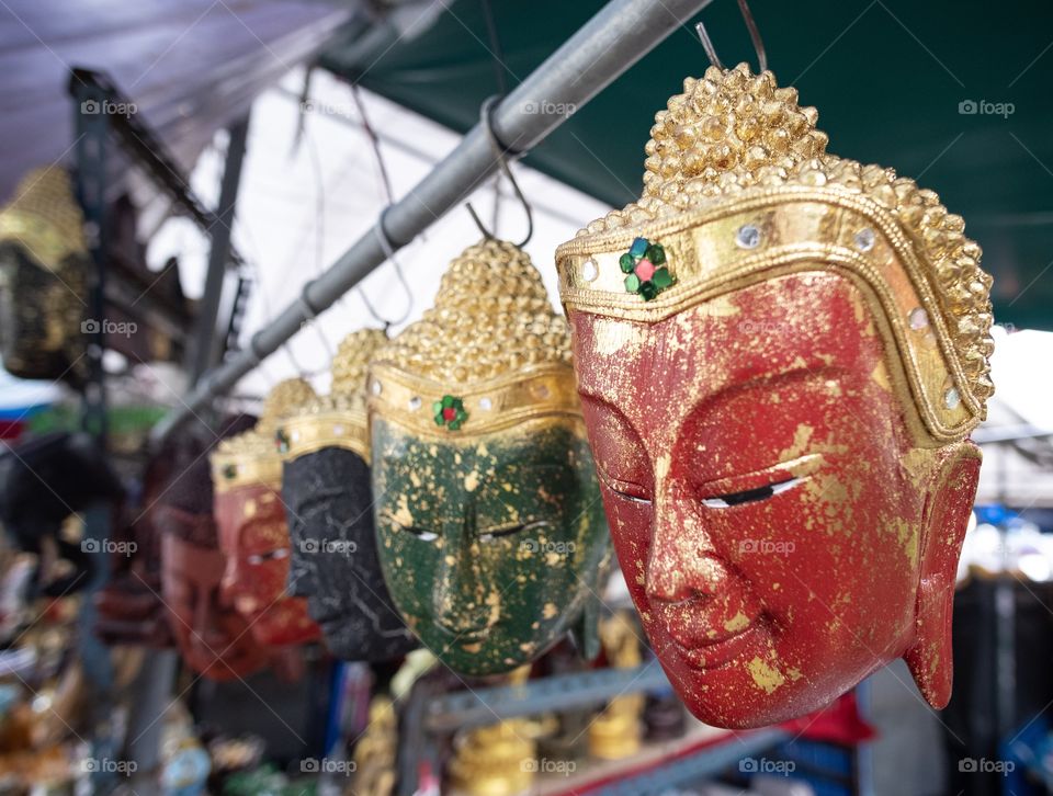 Beautiful and cute souvenir at the most famous pagoda of  Temple of  Dawn (Wat Arun) in Bangkok Thailand