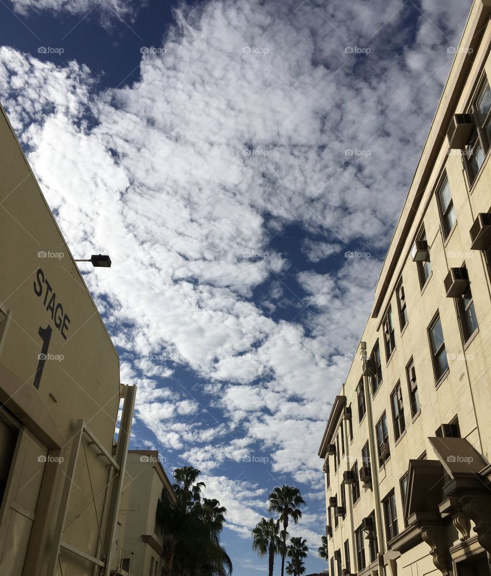 Feather clouds above a movie studio