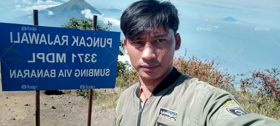 View of the peak of the cleft mountain, Indonesia, Central Java