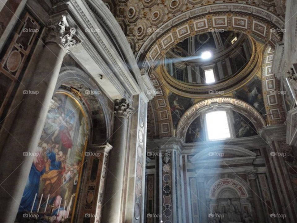 Sunlight through windows in Italian church