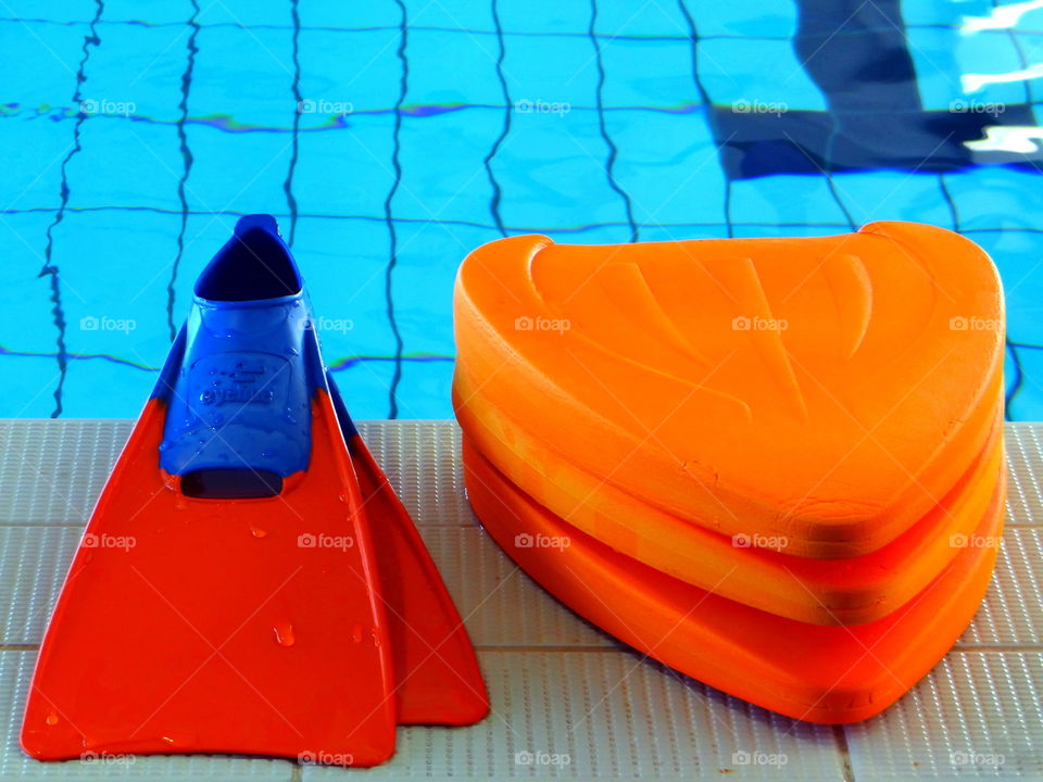 Kick boards and flippers