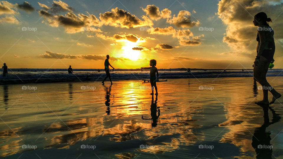 Sunset & its reflection at Kuta Beach Bali