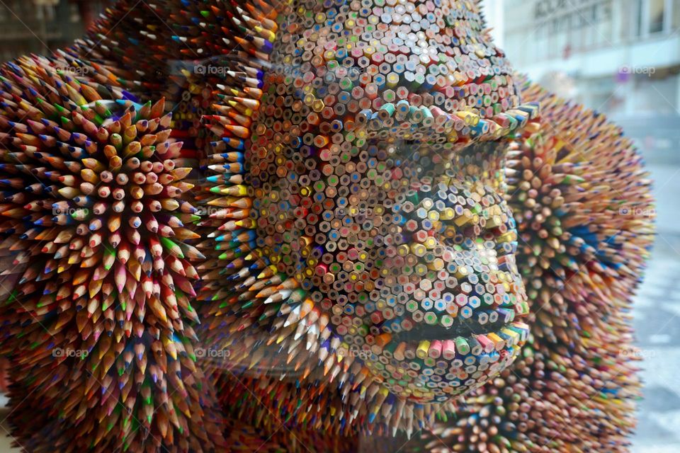 Model of a Gorilla made entirely from pencils 