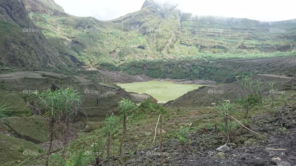 crater kelud mountain after eruptions
