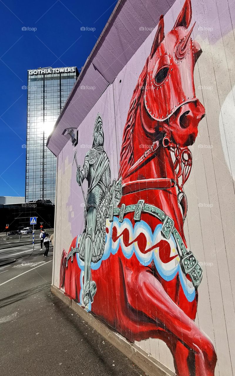 Street art - king on his horse