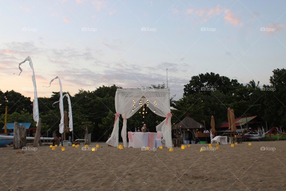 Beautiful evenings in Sanur resort area of Bali island. 