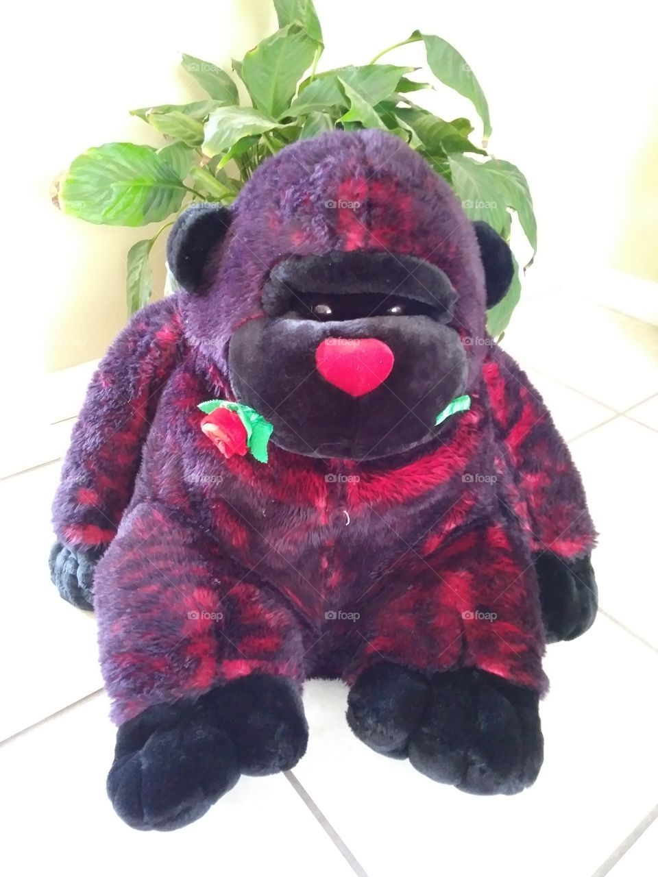 Big red  stuffed  gorilla.