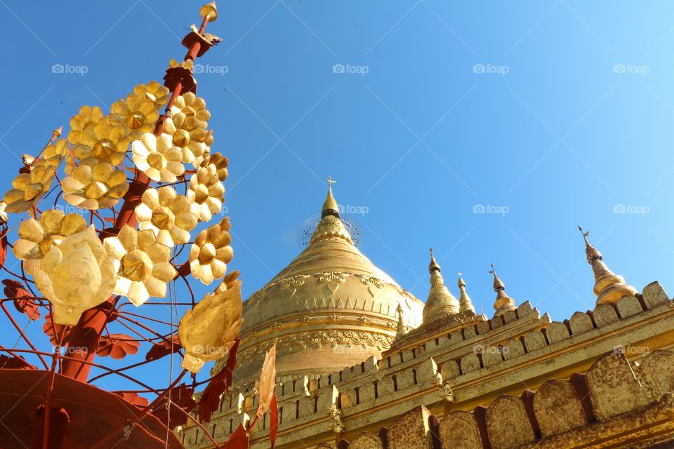 Lowangle shot of pagoda