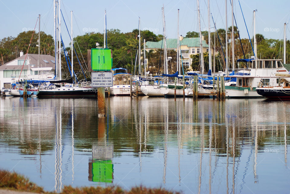 Sail boats harbor