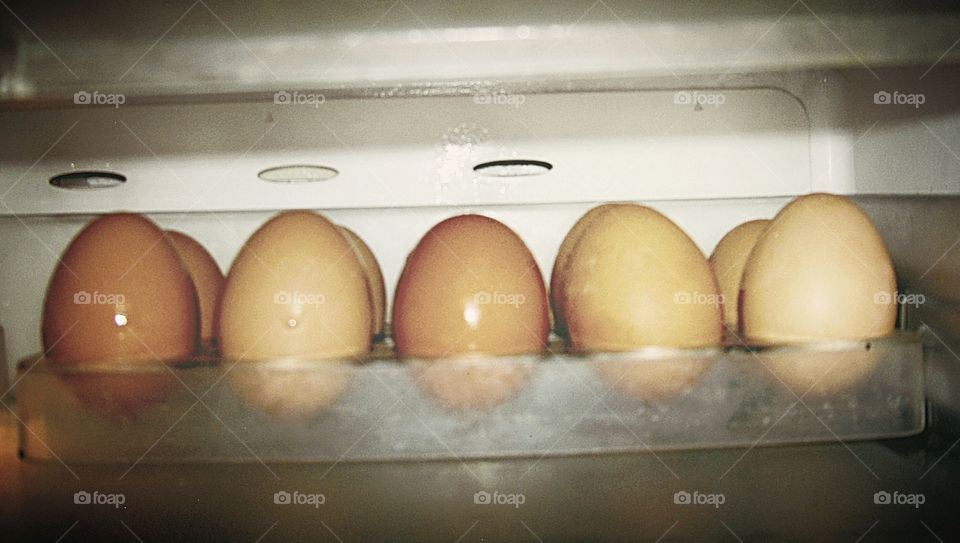Chicken eggs in refrigerator