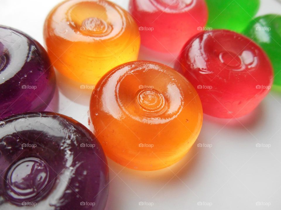 colour candy on a white background round beautiful texture close up