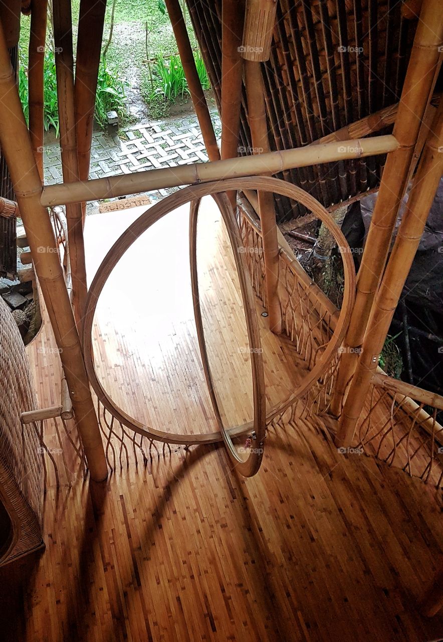 circle bamboo glass door