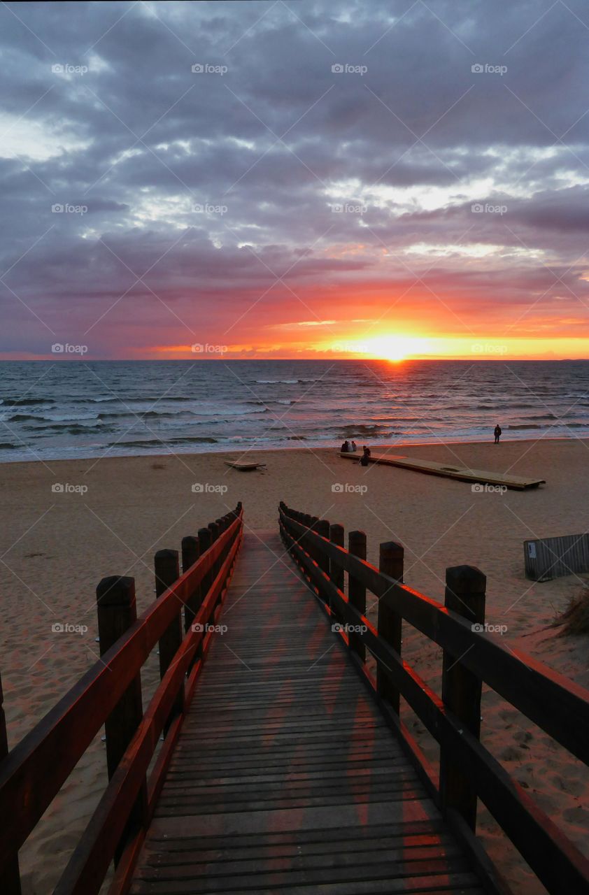 View of boardwalk at beach