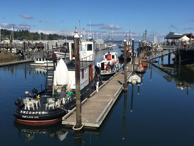 Beautifully restored wooden boats.