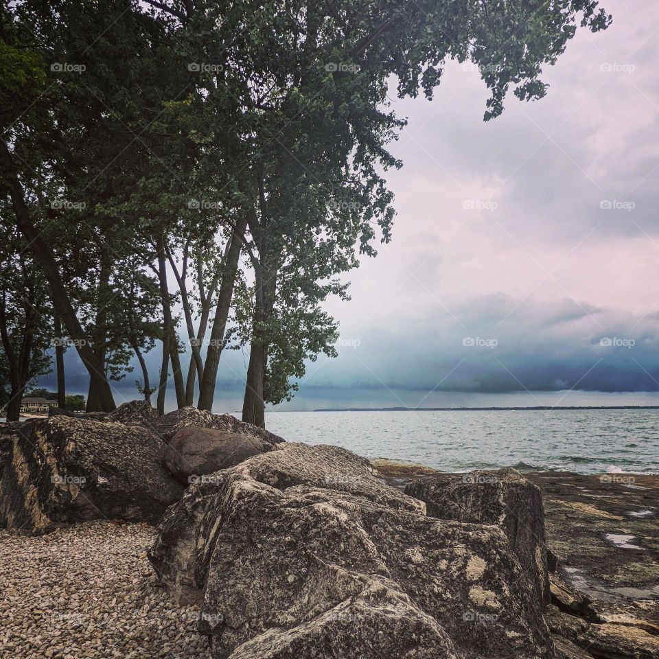 Dark skies rolling in over the lake