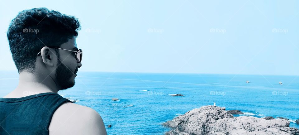 Enjoying summer with ocean blue shine to feel relaxed