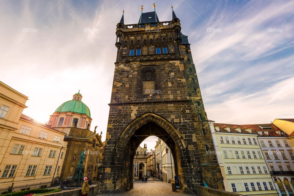 Charles bridge in the early morning in Prague