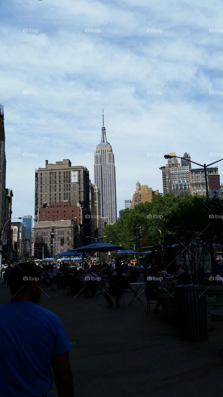 NYC skyscrapers. walking along to Madison Square Garden