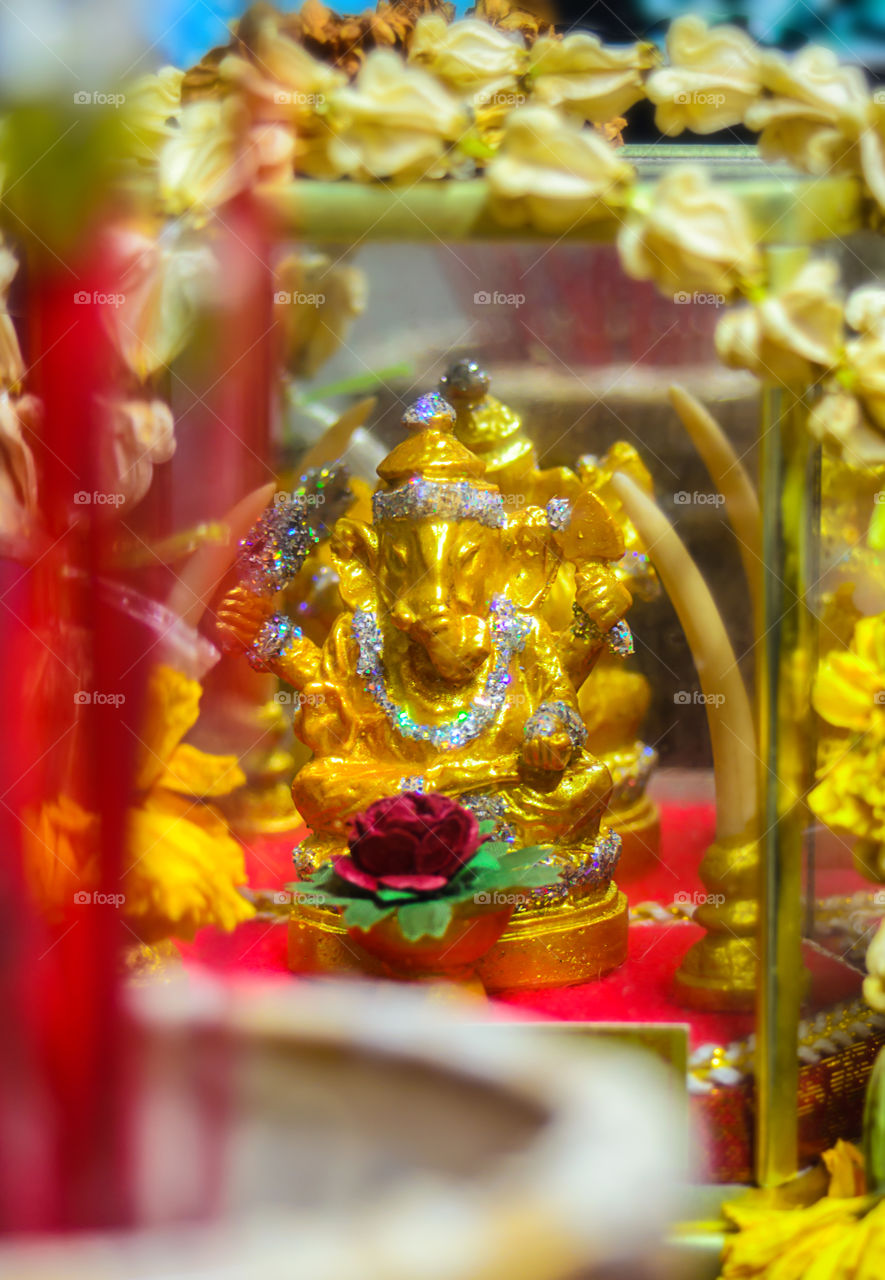 Ganesh image. This is part one Ganesh altar in the home of an Asian one.