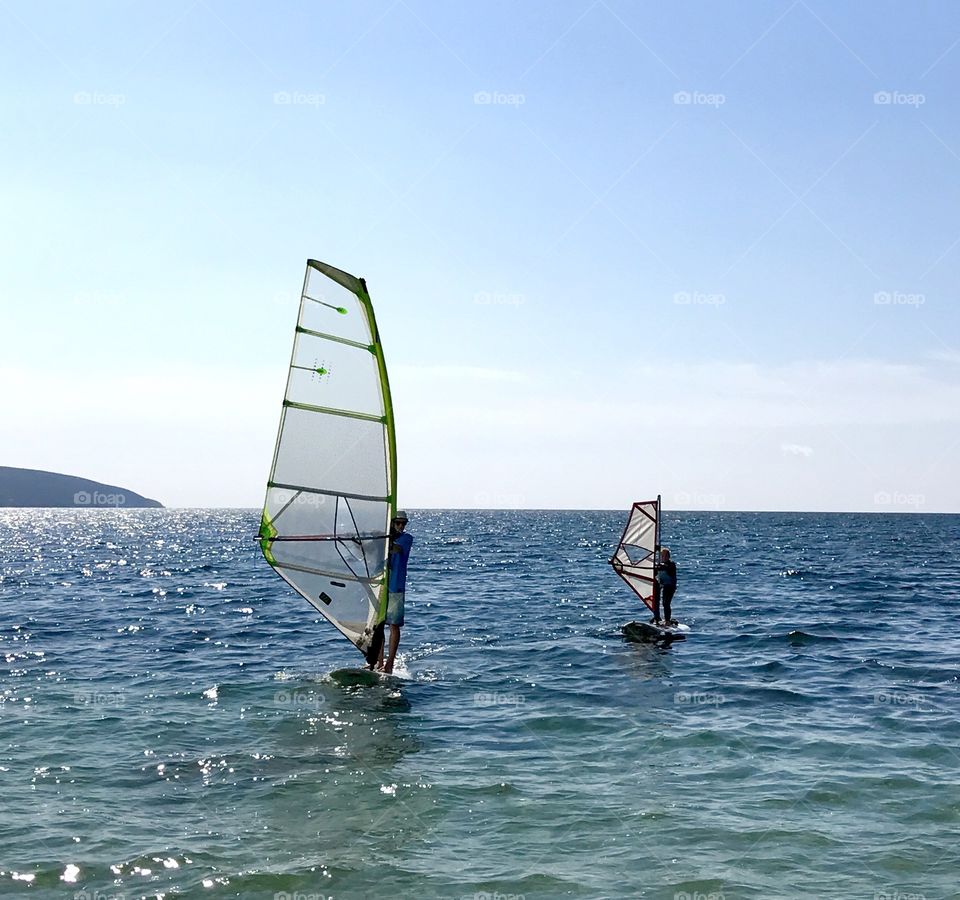 Windsurfing lesson for a child