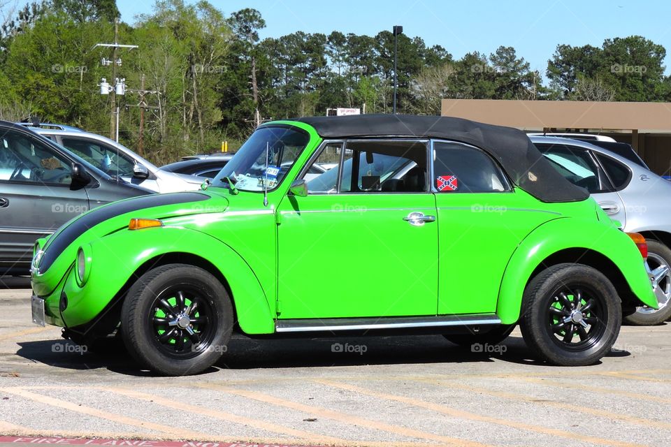 It's not easy being green. VW bug Volkswagen lime green 