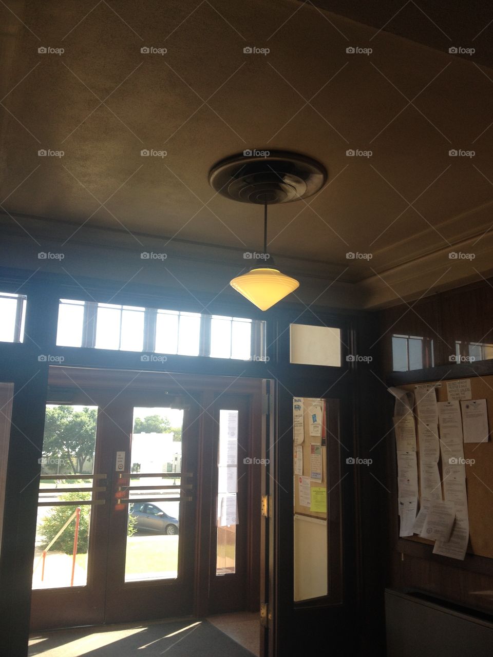 Art Deco pendant light . Art Deco pendant light in Gillespie County courthouse in Fredericksburg, Texas. 