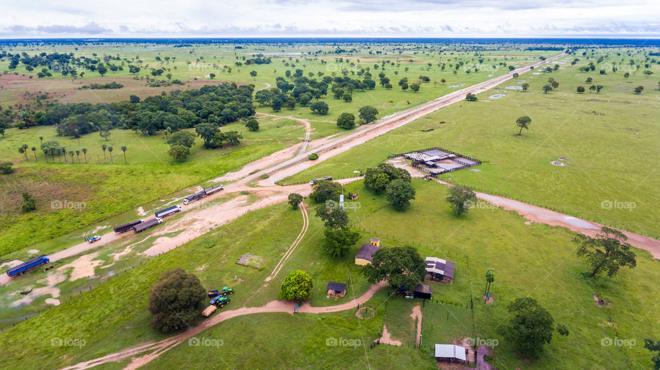 Aerial photo of farm at pantanal 