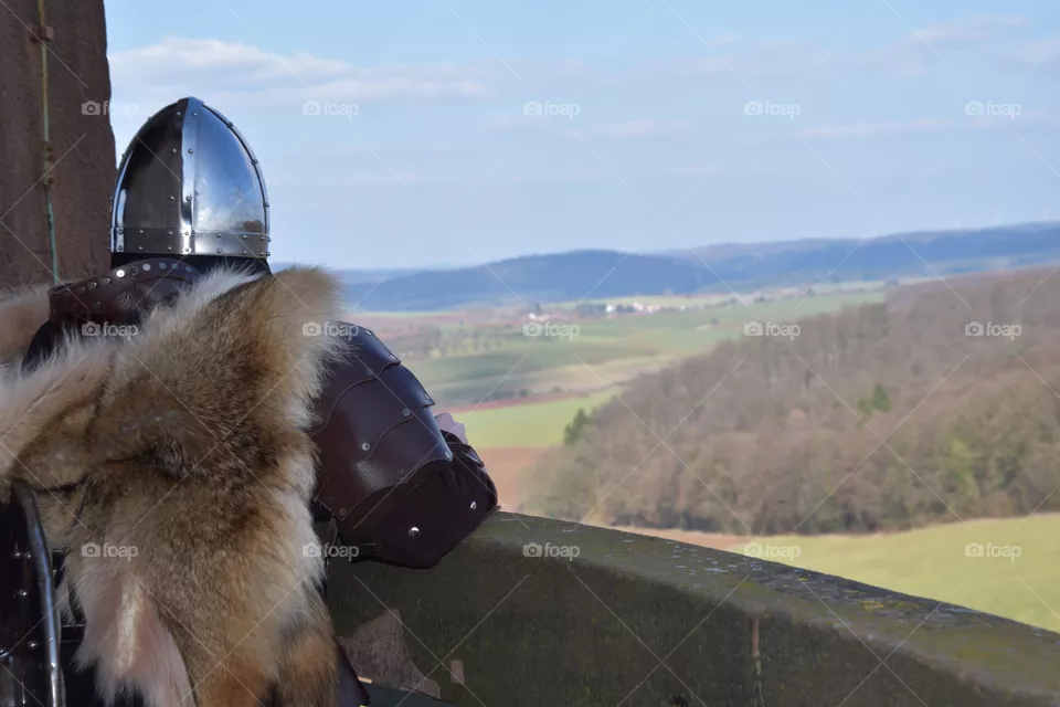 Knight on a Tower watching his land 