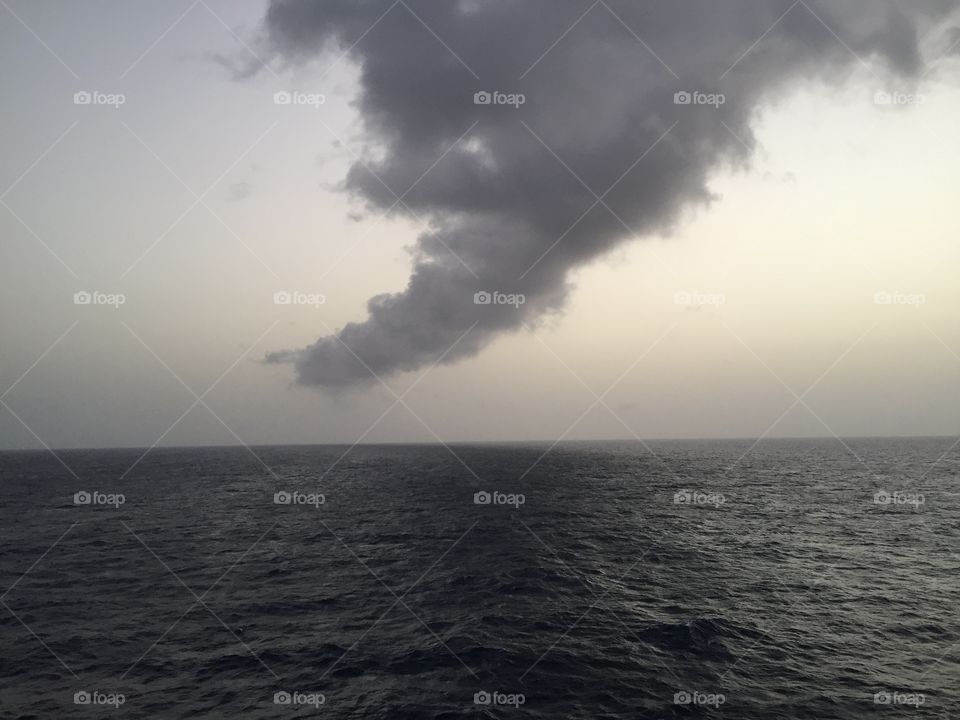 Interesting cloud shape above the ocean