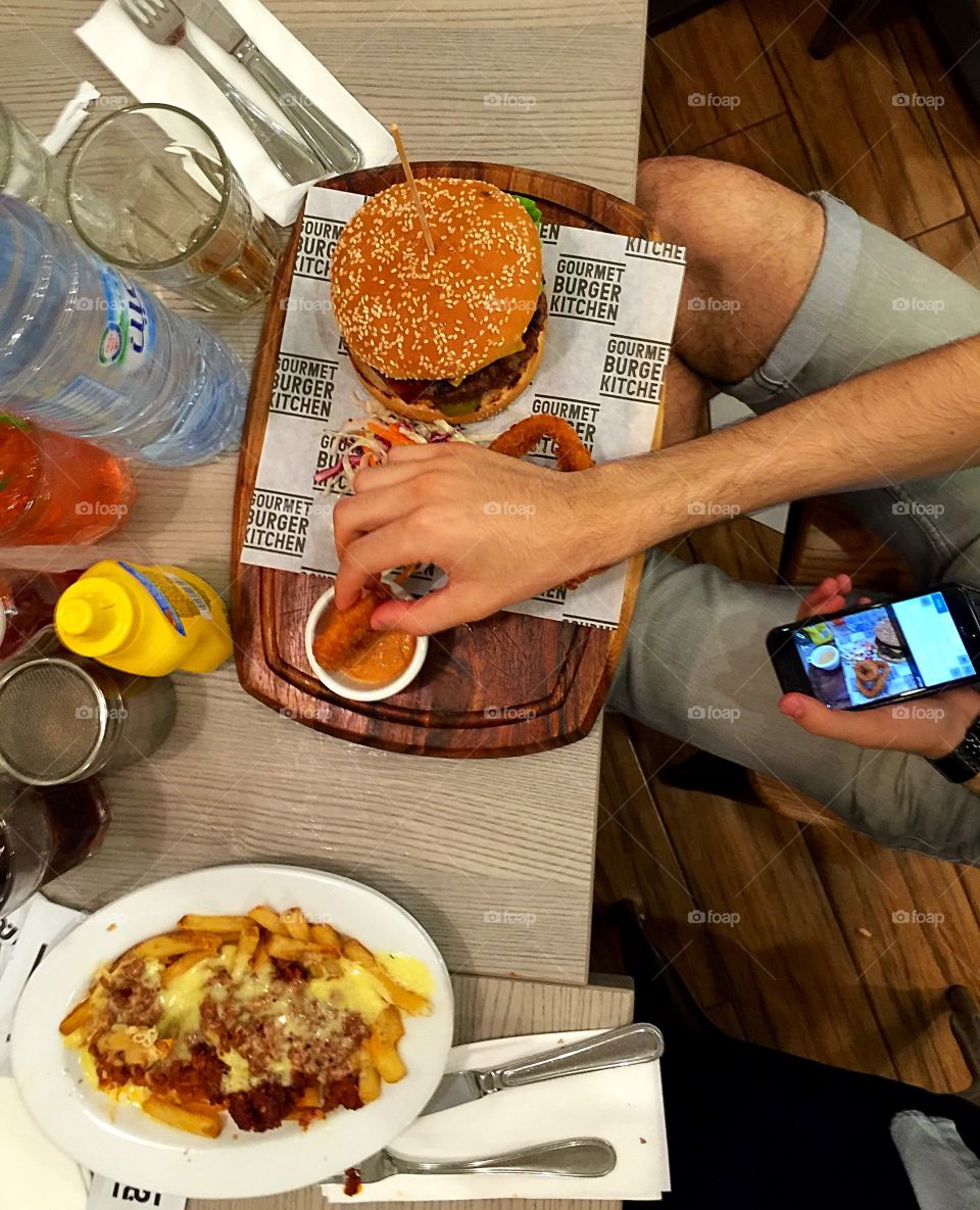 Snapchatting with friends whilst eating 