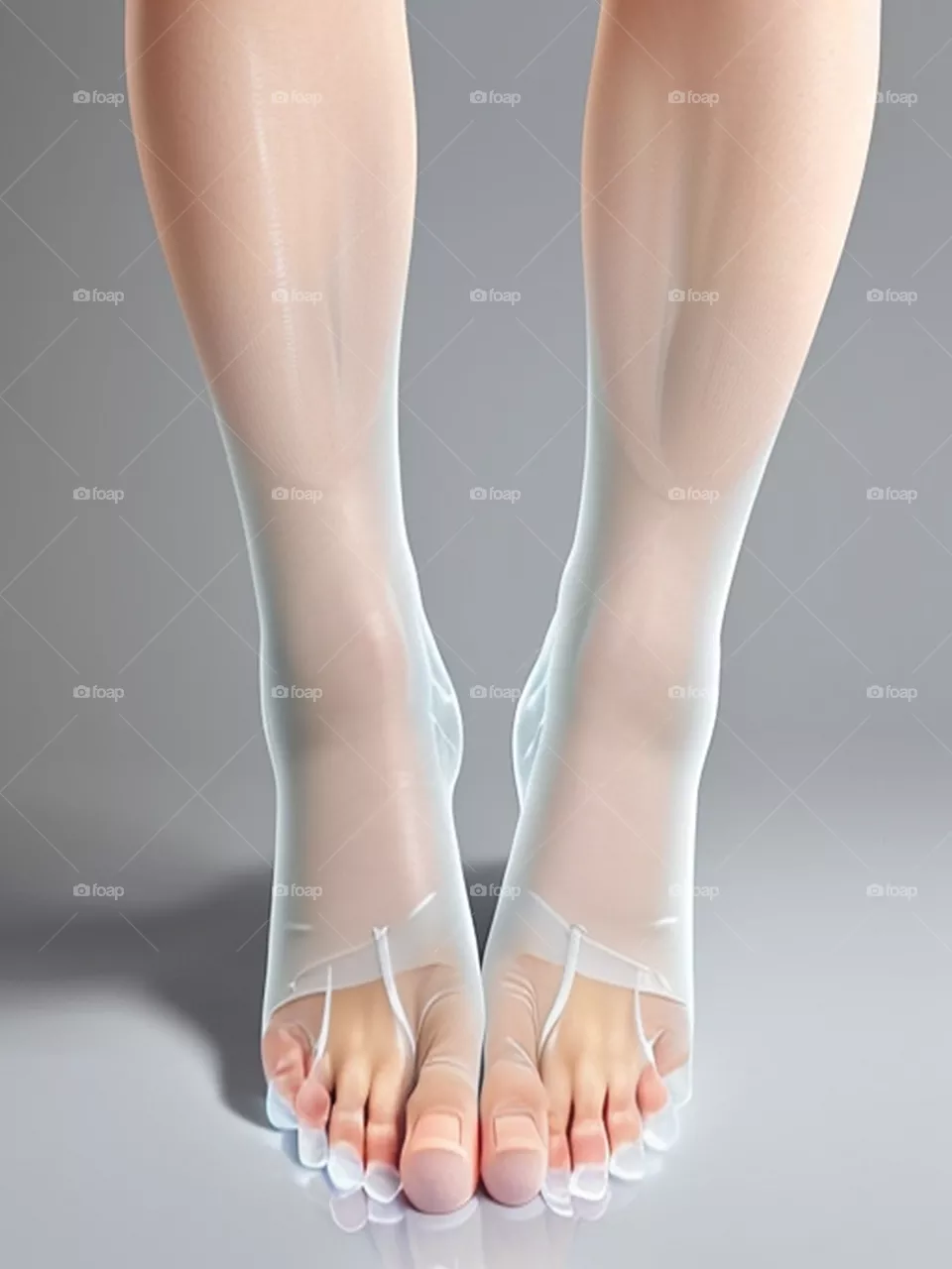 Barefoot feet with sheer socks