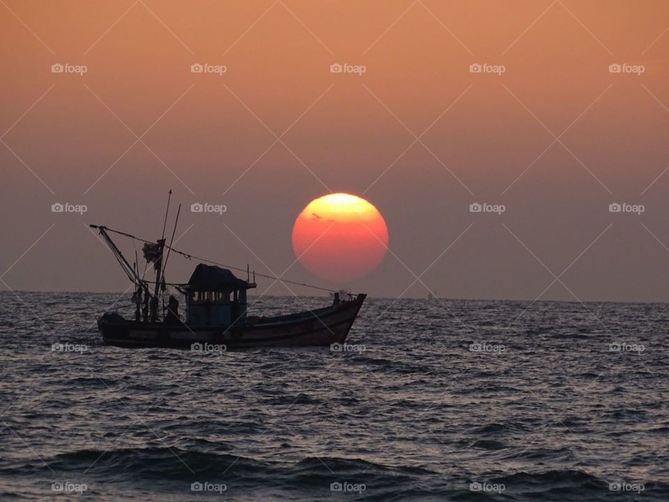 Sunset over Goa beach  