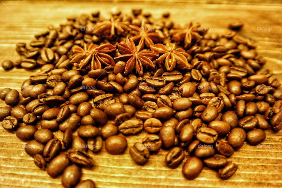 Coffee Beans and star anise 