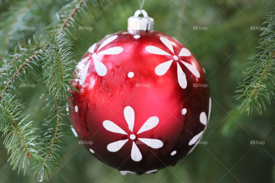 Christmas ornament hanging outdoors 