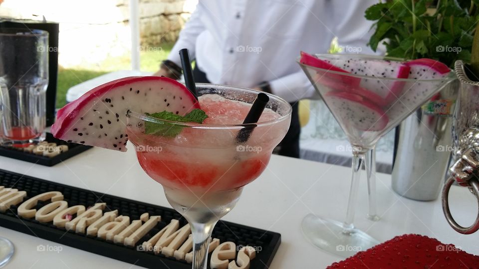 Mixing cocktails at a wedding