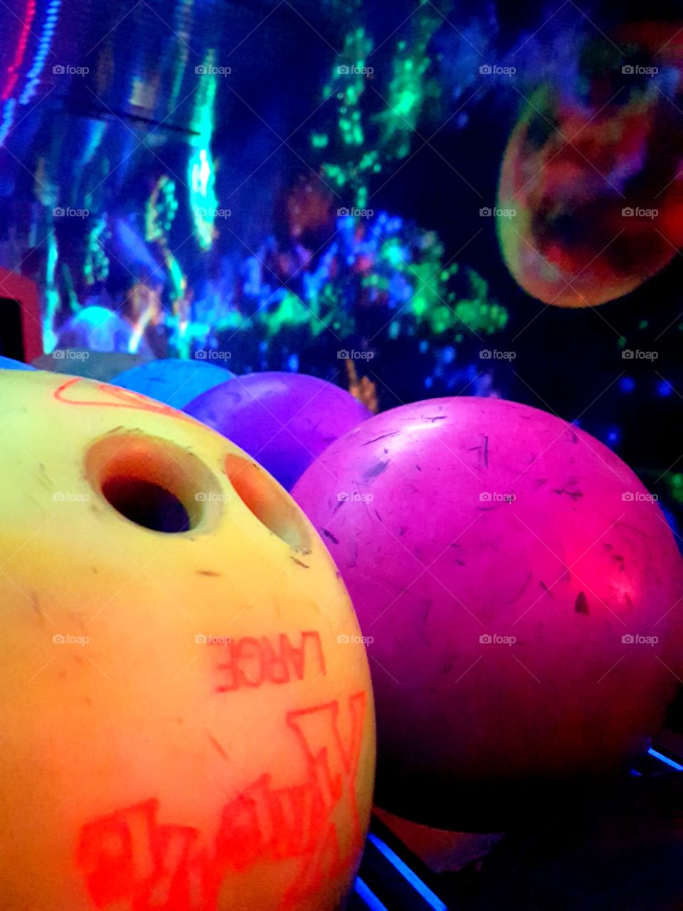 bright colors bouling balls