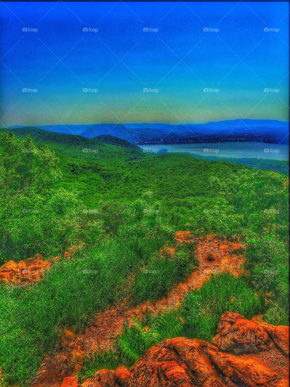 Hudson River valley . A view from mount beacon overlooking the Hudson River in New York. 