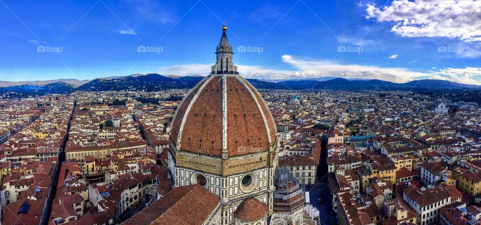 View from Campanile di Giotto of Cupola del Brunelleschi and the beautiful city blocks below