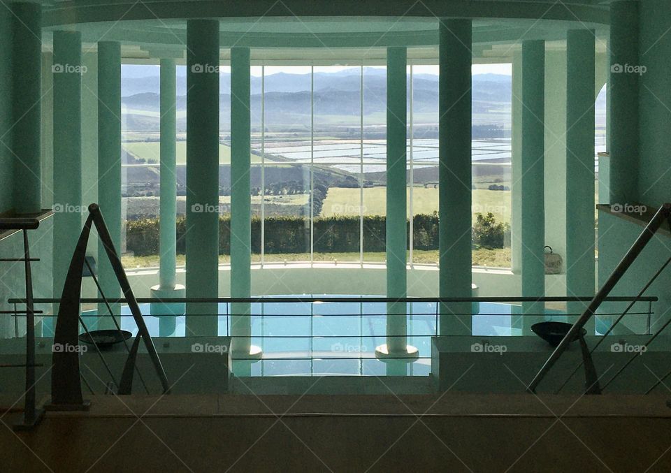 Entering a beautiful spa opening on Andalusia countryside 