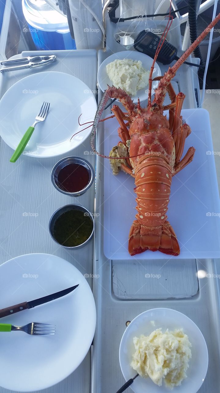 Big spiny lobster dinner for 2